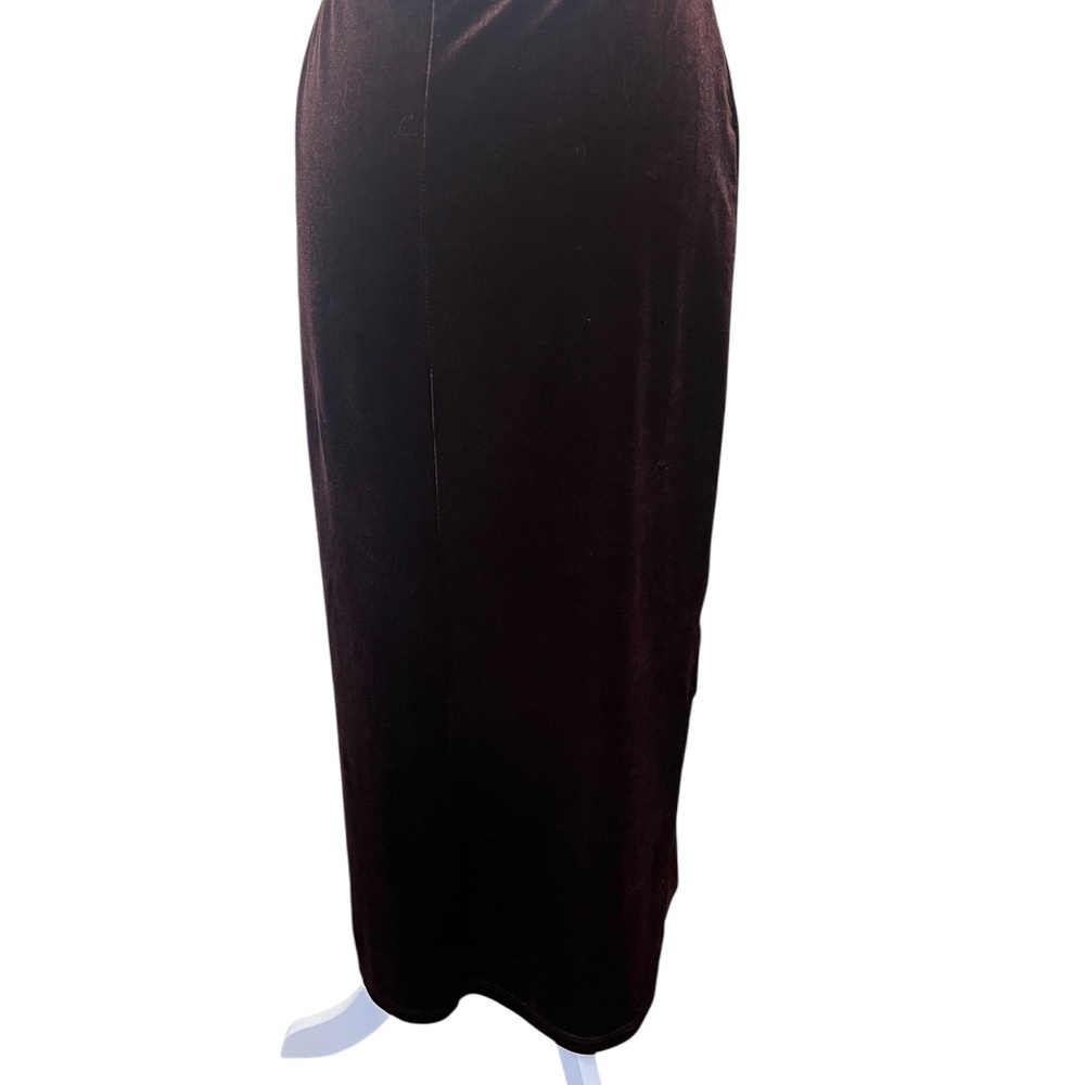 Vintage 90's Soft Velvet Brown Long Skirt with Sparkling Sunburst design - Picture 5 of 6
